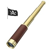 Laupha Retro Pirate Telescope Zoomable 25x30 Pocket Monocular Portable Collapsible Waterproof Captain Jack's Spyglass Handheld Telescope Vintage Monocular for Kids