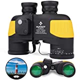 HUTACT 10x50 Marine Binoculars for Adults, Navigation Binoculars with Rangefinder & Compass, Waterproof Binoculars for Voyage Boating Sailing Waterman