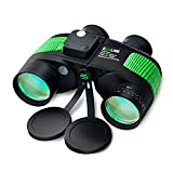 ESSLNB 7X50 Marine Binoculars IPX7 Waterproof Binoculars for Boating with Illuminated Rangefinder and Compass BAK4 Prism FMC Military Floating Binoculars for Navigation Hunting w/Bag and Strap