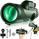 Pankoo 40X60 Monocular Telescope with Smartphone Holder & Tripod, 2021 Power Prism Compact Monoculars for Adults Kids HD Monocular Scope for Bird Watching Hunting Hiking Concert Travelling