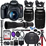 Canon EOS Rebel T7 DSLR Camera with 18-55mm is II Lens Bundle + Canon EF 75-300mm III Lens & 420-800mm Preset Telephoto Zoom Lens + 32GB Memory + Filters + Spider Tripod + Professional Bundle